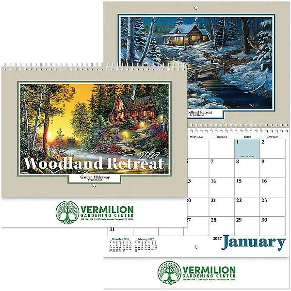 Woodland Retreat Spiral Wall Calendar Foil Imprint