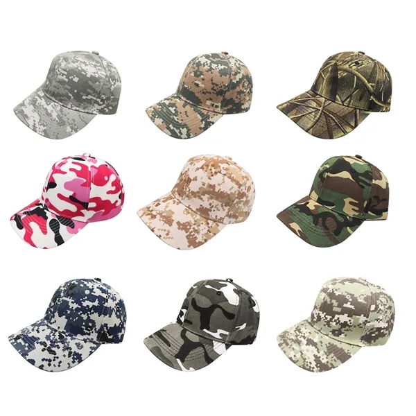 6 Panel Structured Camouflage Twill Baseball Cap