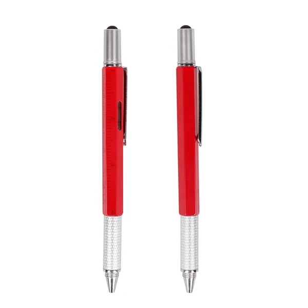 6 In 1 Metal Multitool Pen W/ Stylus Ruler Level Screwdriver