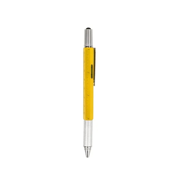 6 In 1 Metal Multitool Pen W/ Stylus Ruler Level Screwdriver