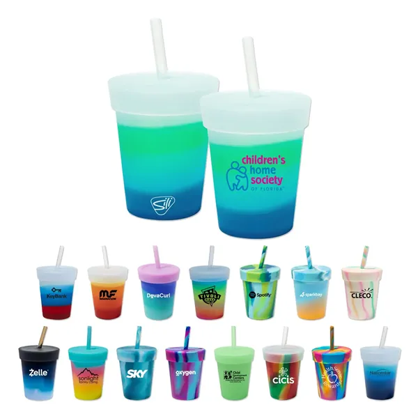 8 Oz Silicone Kids Tumbler With Lid & Straw