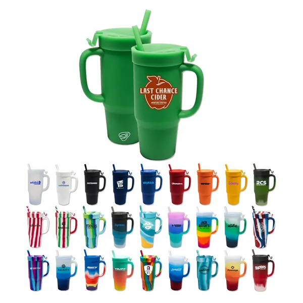 Silicone Tumbler with Straw and Handle