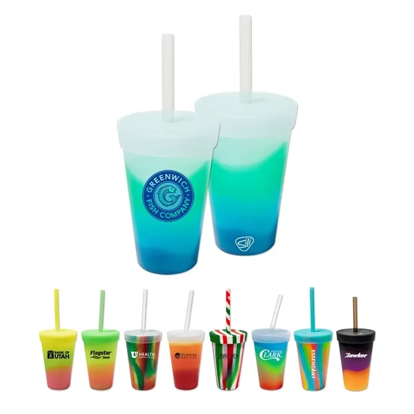 16 OZ Silicone Tumbler with Lid & Straw