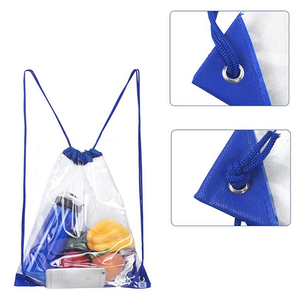 Clear Drawstring Backpack Waterproof PVC Transparent Backpac - Clear Drawstring Backpack Waterproof PVC Transparent Backpac - Image 2 of 4