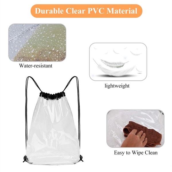 Clear Drawstring Backpack Waterproof PVC Transparent Backpac - Clear Drawstring Backpack Waterproof PVC Transparent Backpac - Image 3 of 4