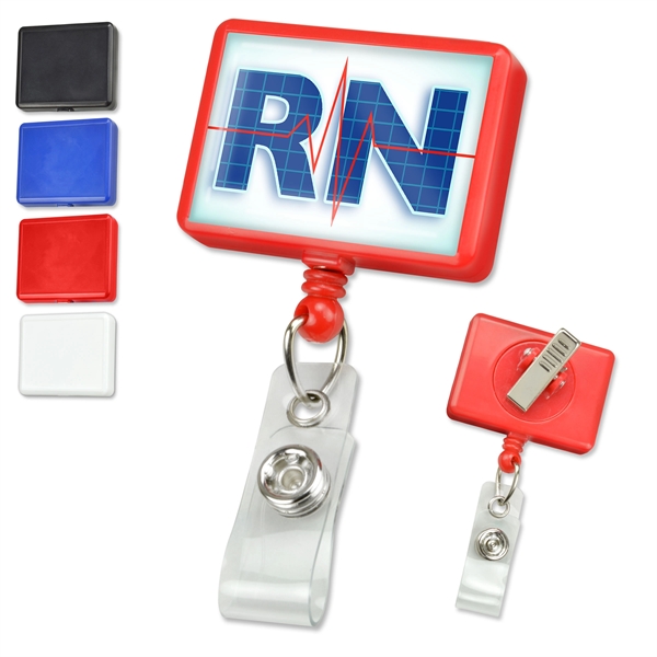 Rectangular Plastic Custom Badge Reels with Swivel Clip - Rectangular Plastic Custom Badge Reels with Swivel Clip - Image 0 of 5