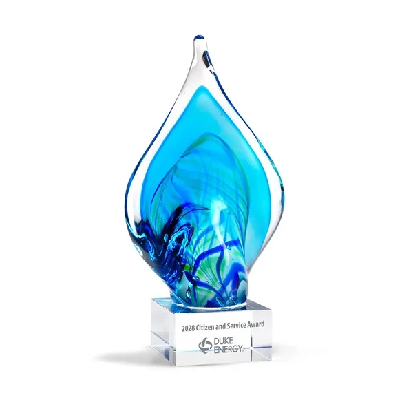 Art Glass Award with Blue and Green Twist Accent