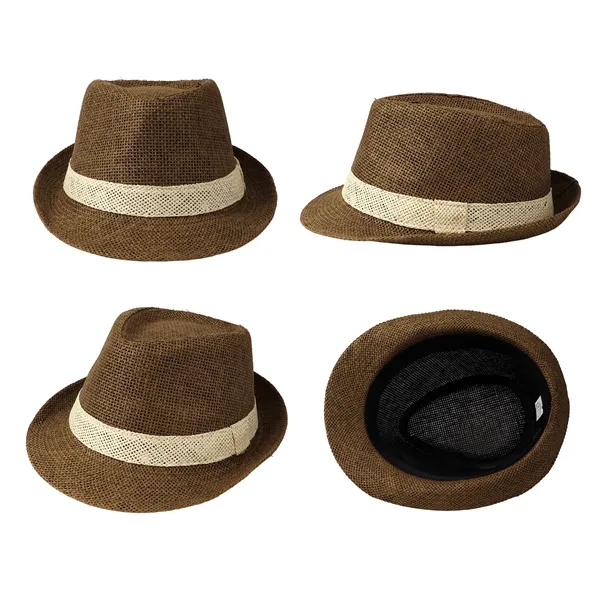 Classic Short Brim Straw Trilby Fedora Hat