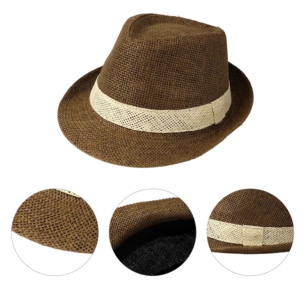 Classic Short Brim Straw Trilby Fedora Hat