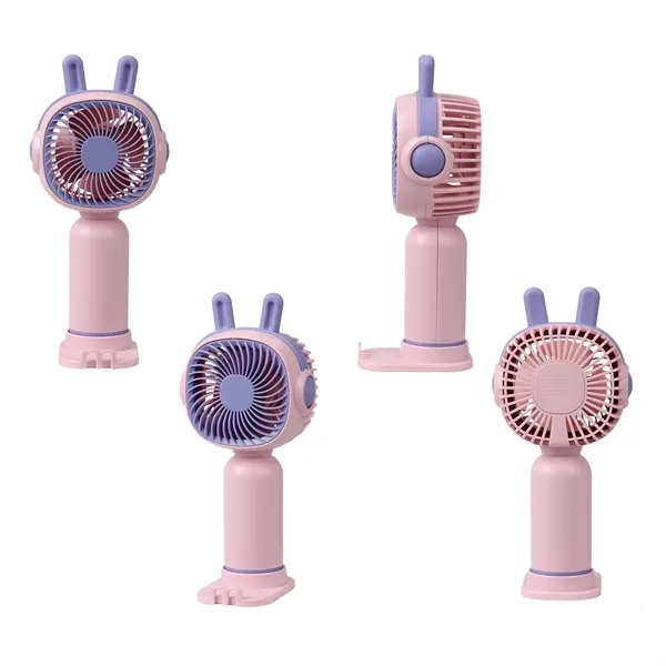 Plastic Mini USB Rechargeable Handheld Fan W/ Stand