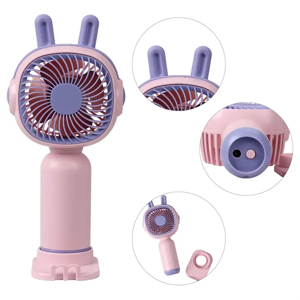 Plastic Mini USB Rechargeable Handheld Fan W/ Stand