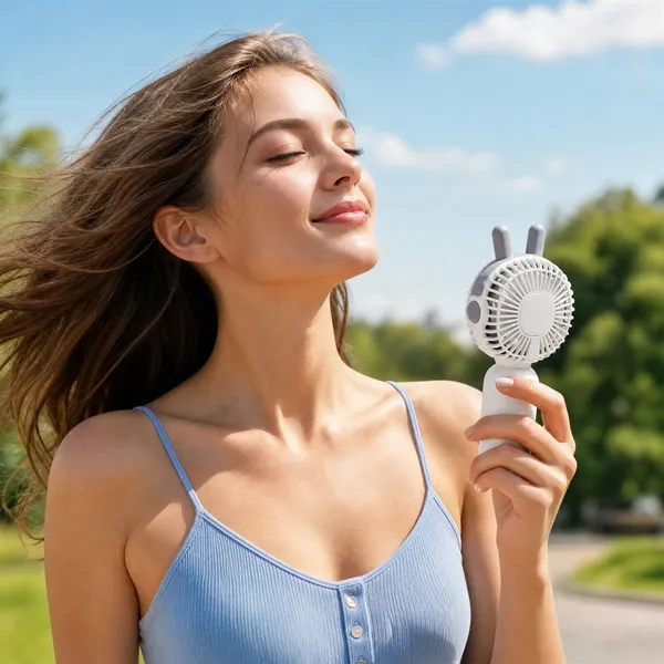 Plastic Mini USB Rechargeable Handheld Fan W/ Stand