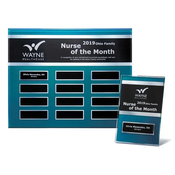Easy Perpetual Blue Steel Lucite Plaque Package
