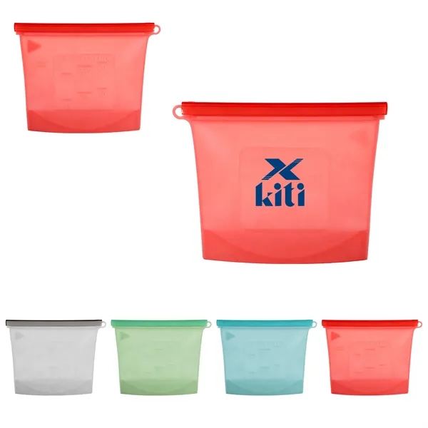 17Oz Silicone Zippered Food Storage Bag With Scale