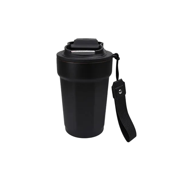 15Oz Travel Insulated Stainless Steel Coffee Mug W/ Strap