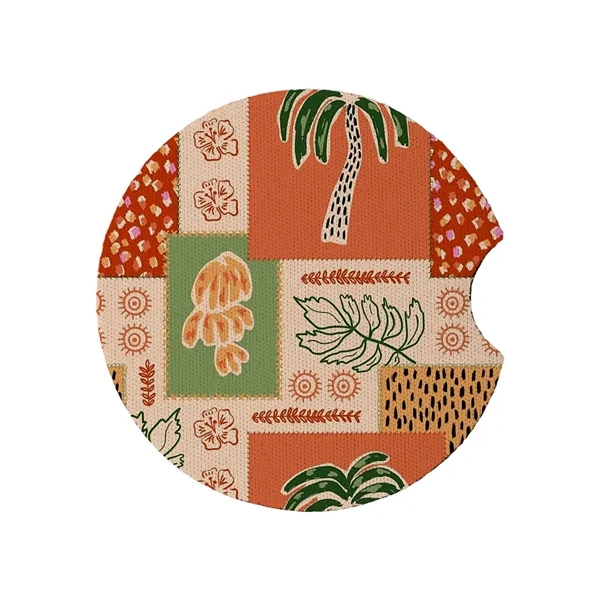 2 3/4" Round Soft Neoprene Car Coaster W/ Finger Notch