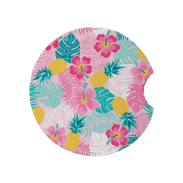 2 3/4" Round Soft Neoprene Car Coaster W/ Finger Notch