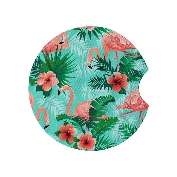 2 3/4" Round Soft Neoprene Car Coaster W/ Finger Notch