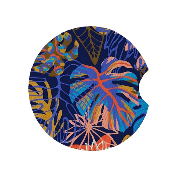 2 3/4" Round Soft Neoprene Car Coaster W/ Finger Notch