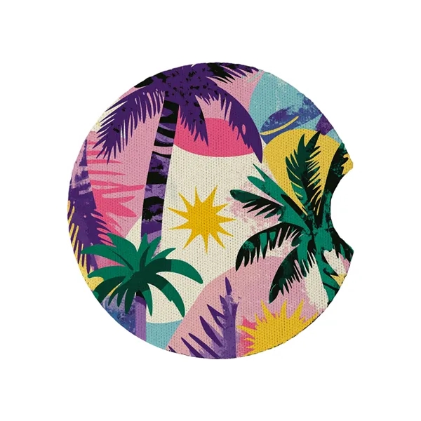 2 3/4" Round Soft Neoprene Car Coaster W/ Finger Notch