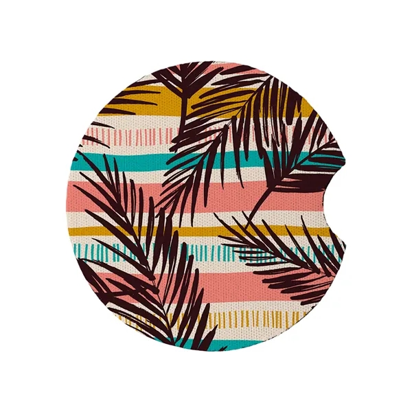 2 3/4" Round Soft Neoprene Car Coaster W/ Finger Notch