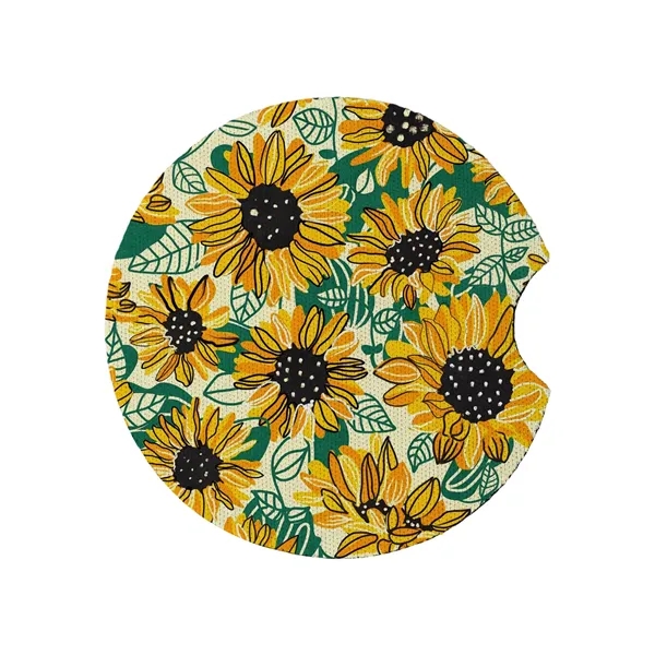 2 3/4" Round Soft Neoprene Car Coaster W/ Finger Notch