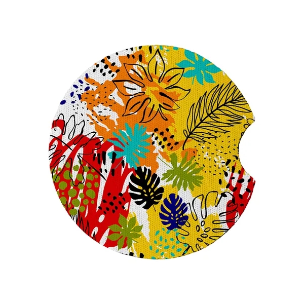 2 3/4" Round Soft Neoprene Car Coaster W/ Finger Notch