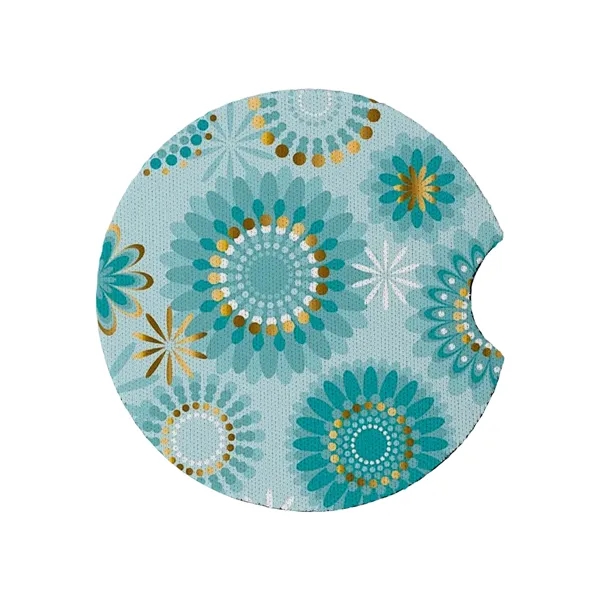 2 3/4" Round Soft Neoprene Car Coaster W/ Finger Notch