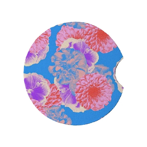 2 3/4" Round Soft Neoprene Car Coaster W/ Finger Notch