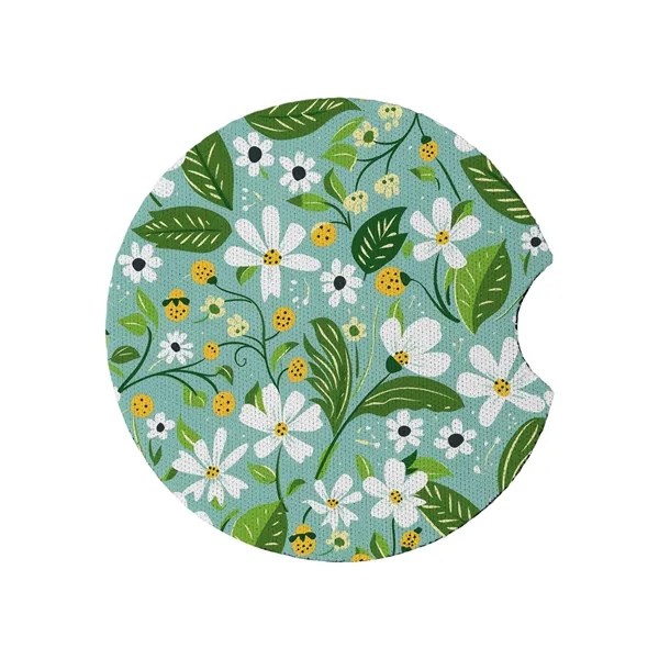 2 3/4" Round Soft Neoprene Car Coaster W/ Finger Notch