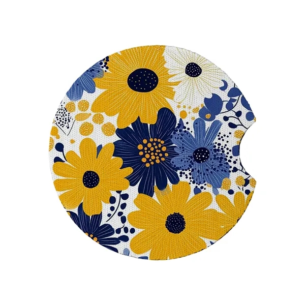 2 3/4" Round Soft Neoprene Car Coaster W/ Finger Notch