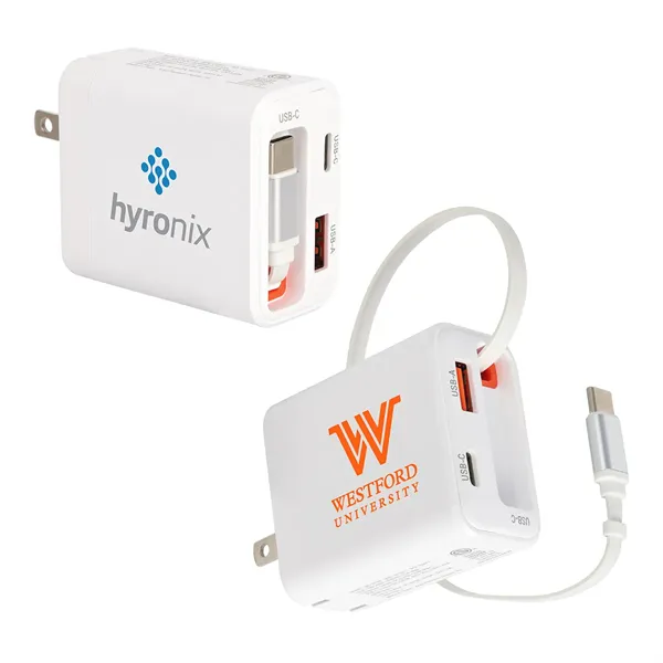 Zip ETL-Listed 20W PD Dual Port Wall Charger With Retractabl