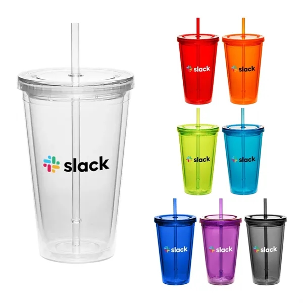 16oz Cup w/Straw
