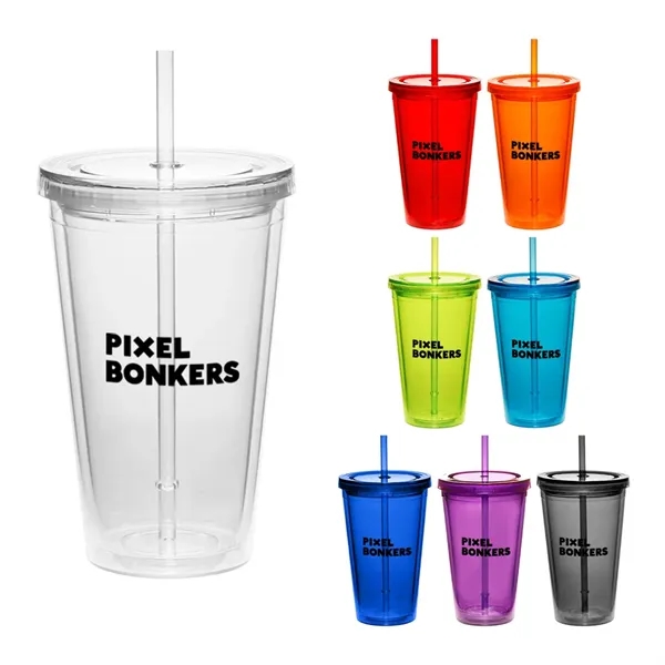 16oz Cup w/Straw