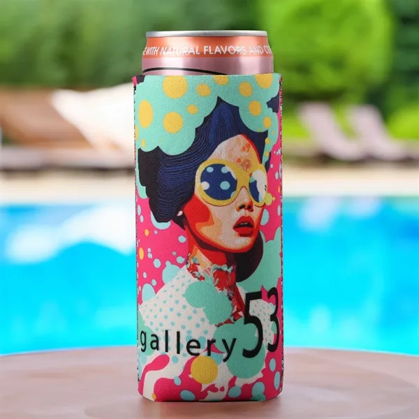 Full Color 12 oz Slim  Neoprene Can Cooler
