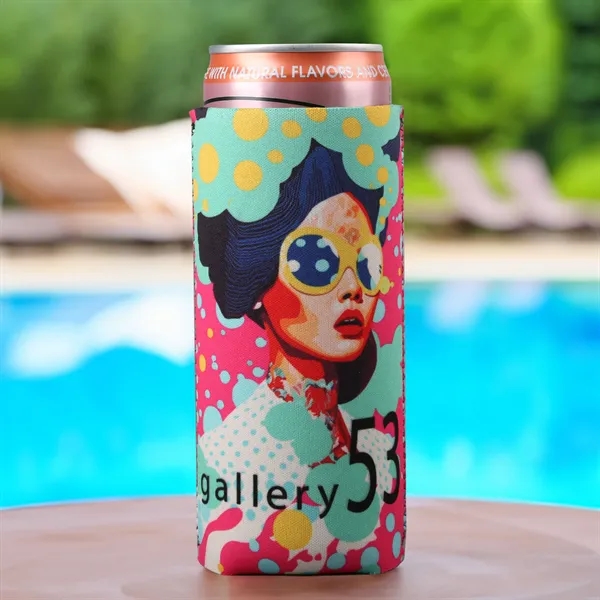 Full Color 12 oz Slim  Neoprene Can Cooler