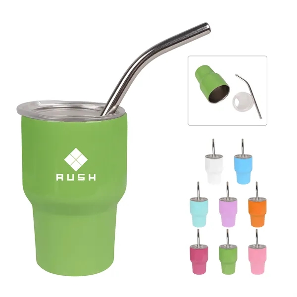 3Oz Mini Tumbler Shot Glass W/Straw & Lid