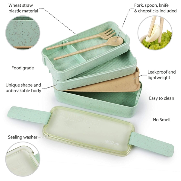 Eco-friendly Bento Lunch Box - Meal Prep Containers - Eco-friendly Bento Lunch Box - Meal Prep Containers - Image 2 of 3