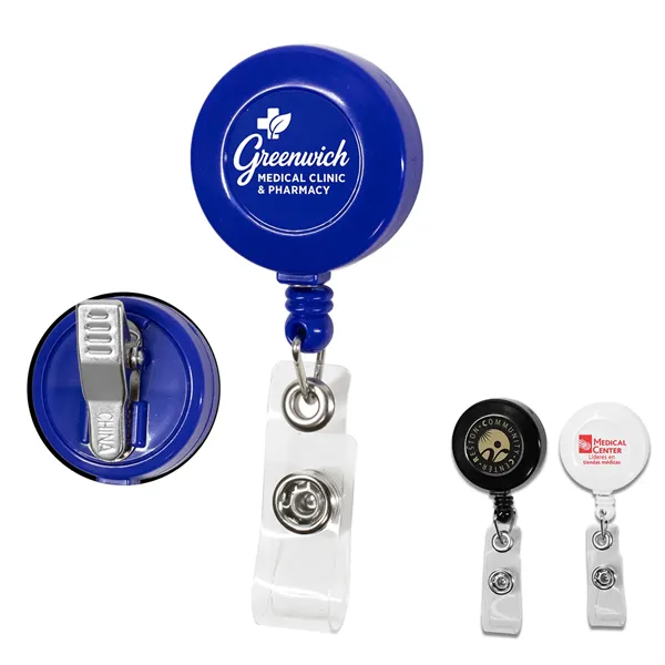 Round Retractable Badge Reel with Rotating Alligator Clip