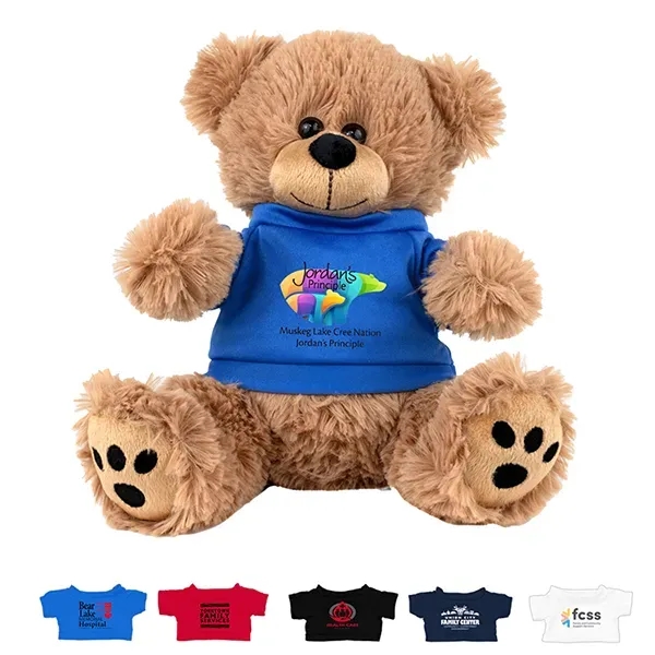 LARGE 8" Plush Teddy Bear With Choice of T-Shirt Color