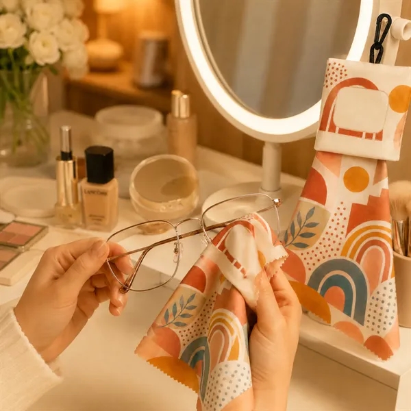 Portable Microfiber Eyeglass Cleaning Cloth W/Hook