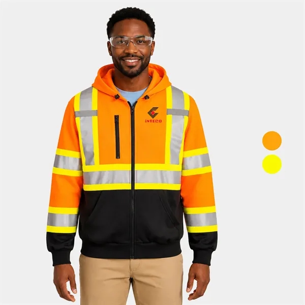 PORTWEST® Hi-Vis X Back Contrast Tape Zipped UV Hoodie