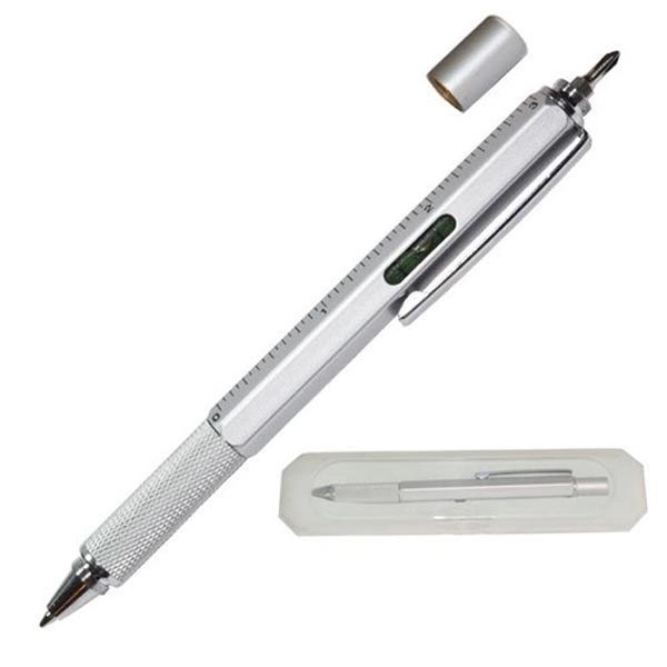 Pen with Mini Screw Drivers, Leveler and Ruler - Pen with Mini Screw Drivers, Leveler and Ruler - Image 0 of 0