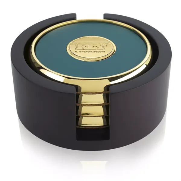 JAFFA® Four Round Coasters with Wood Tray