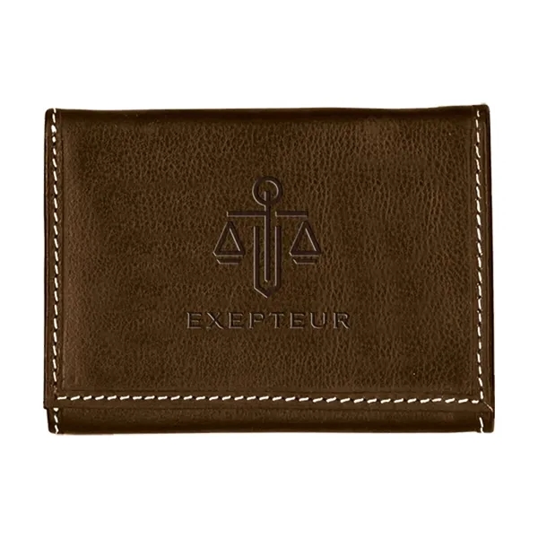 Andrew Philips® Leather Contrast Stitch Tri-Fold Wallet