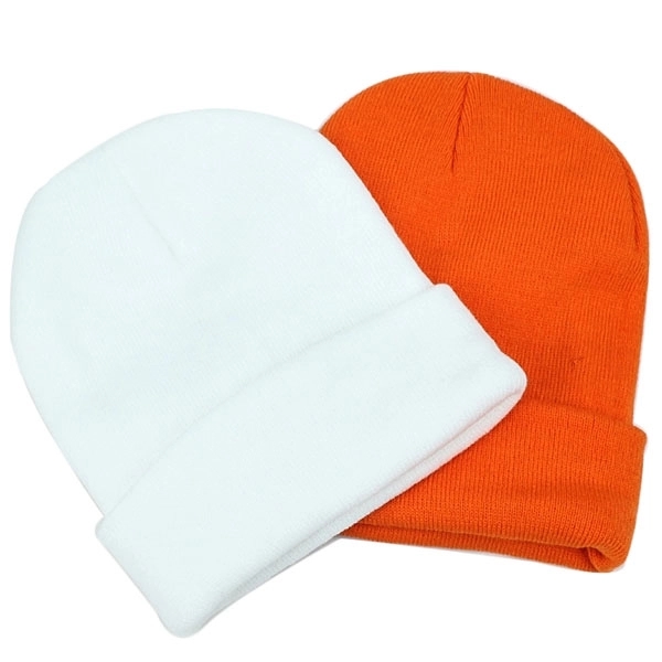 Embroidered Acrylic Knit Beanie with Cuff - Embroidered Acrylic Knit Beanie with Cuff - Image 8 of 14