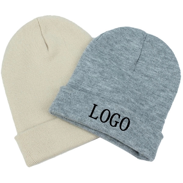 Embroidered Acrylic Knit Beanie with Cuff - Embroidered Acrylic Knit Beanie with Cuff - Image 13 of 14