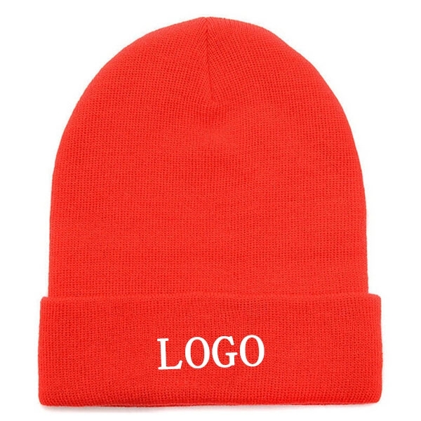 Embroidered Acrylic Knit Beanie with Cuff - Embroidered Acrylic Knit Beanie with Cuff - Image 12 of 14