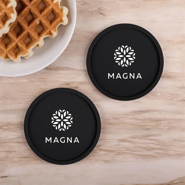 2 Pc. Grippy Round Silicone Coaster Set In Box