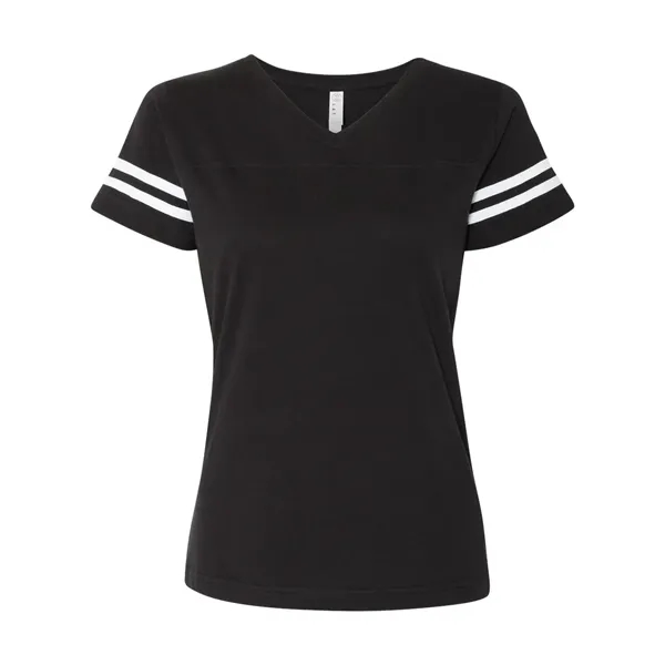 Custom LAT Women's Football V-Neck Fine Jersey Tee